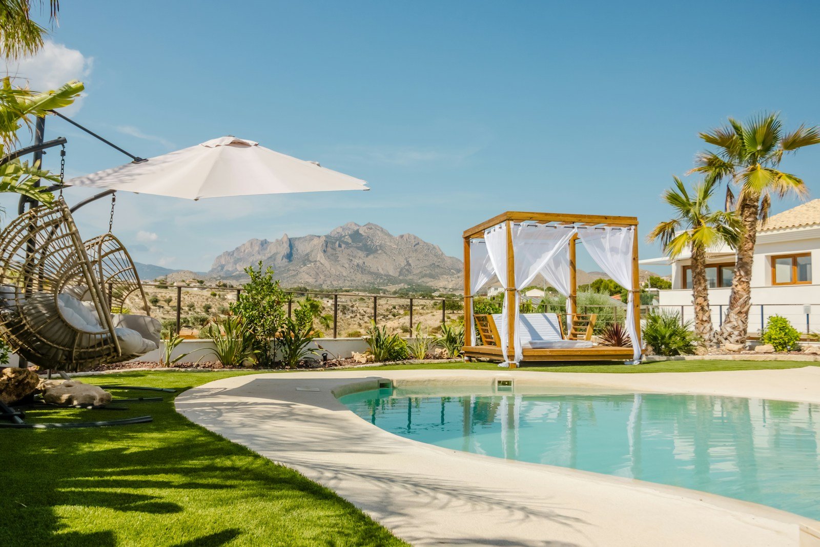 Luxury villa resort with pool and lounge